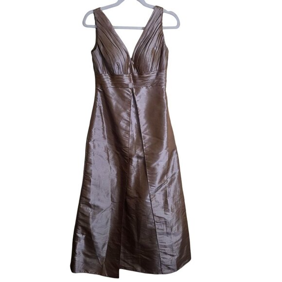 Bill Levkoff Deep Champagne Taffeta Old Hollywood Glam Gown Size 8 - Picture 1 of 8